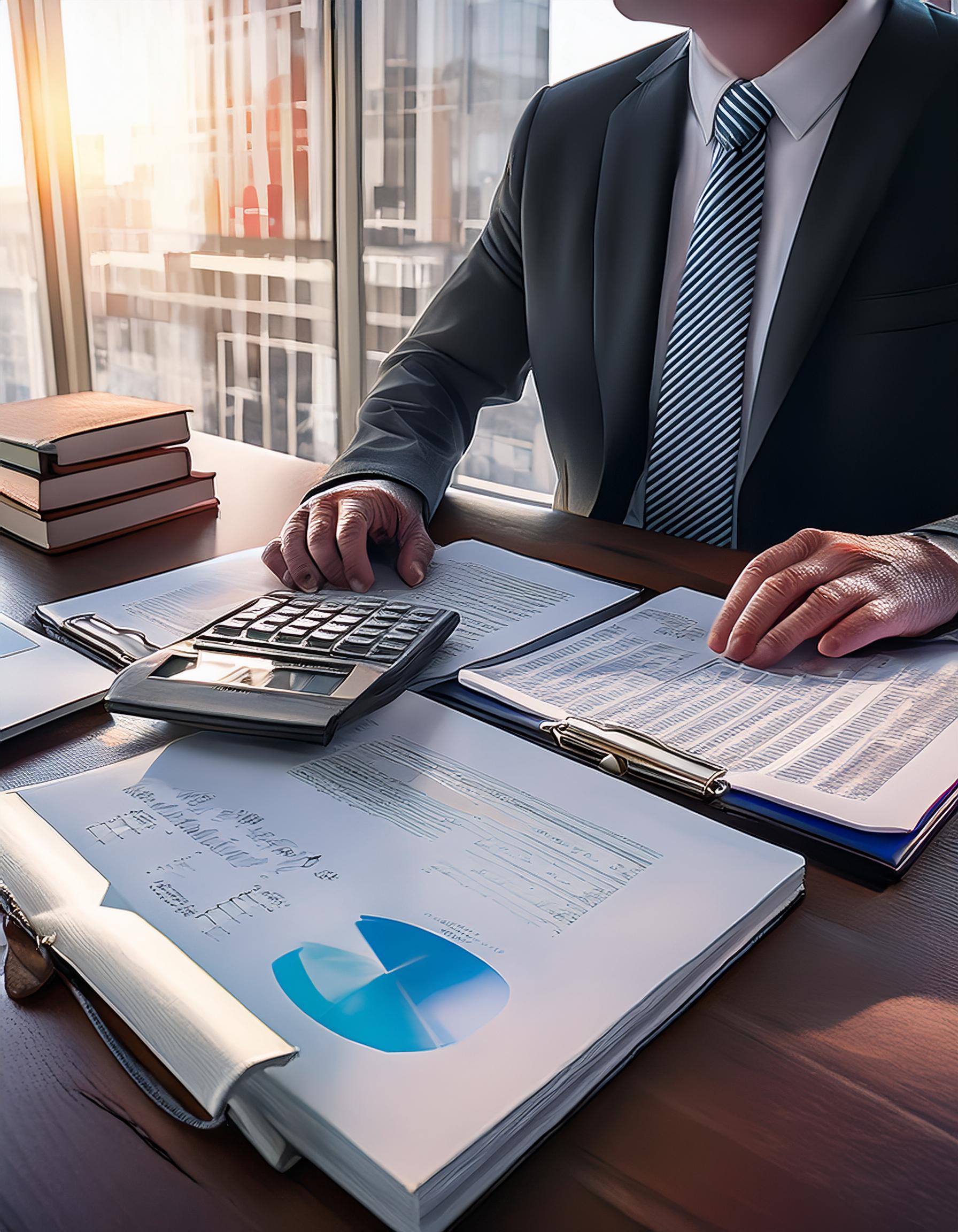 Man in business suit working on documents in office